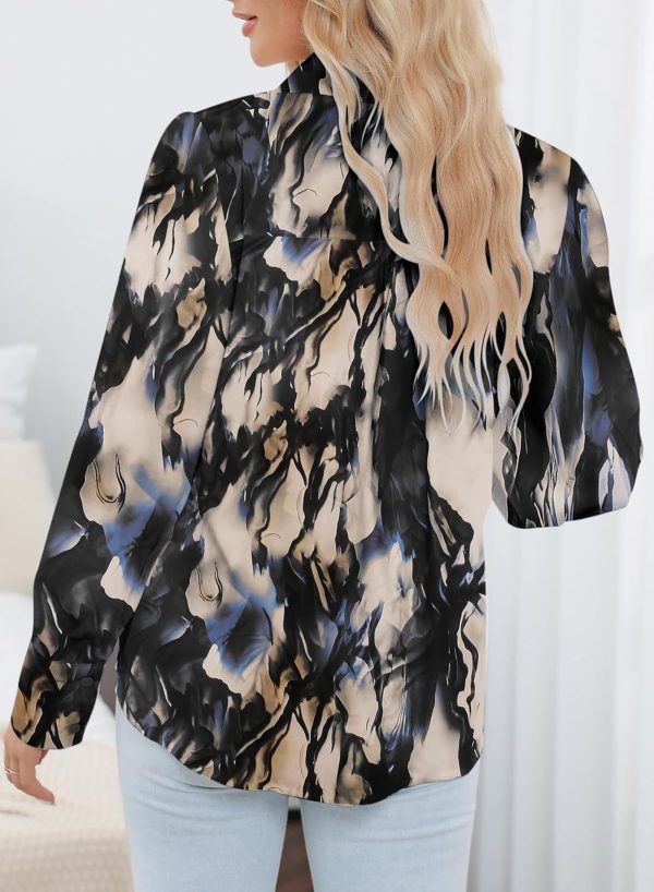 Zeagoo Womens Shirts Button Down Printed Lantern Long Sleeve Blouse Fashion - Image 3