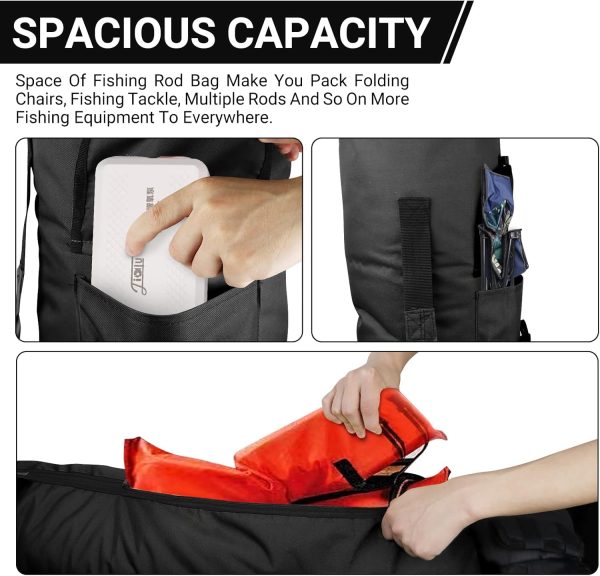 FOUUAAOOU Fishing Rod Bag, Fishing Rod Case Bag with Durable Folding Oxford - Image 5