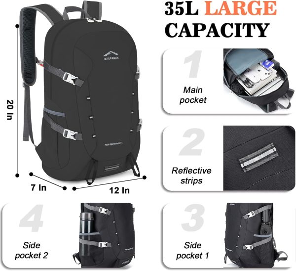 Hiking Backpack,Large 35L Travel Backpacks for Men Women,Water Resistant - Image 3