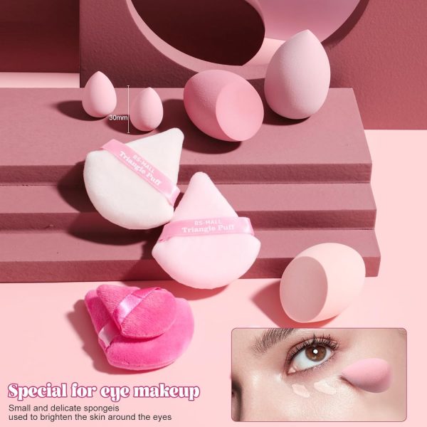 BS-MALL Makeup Sponge & Triangle Puff Set Pink for Mini Detailed - Image 2