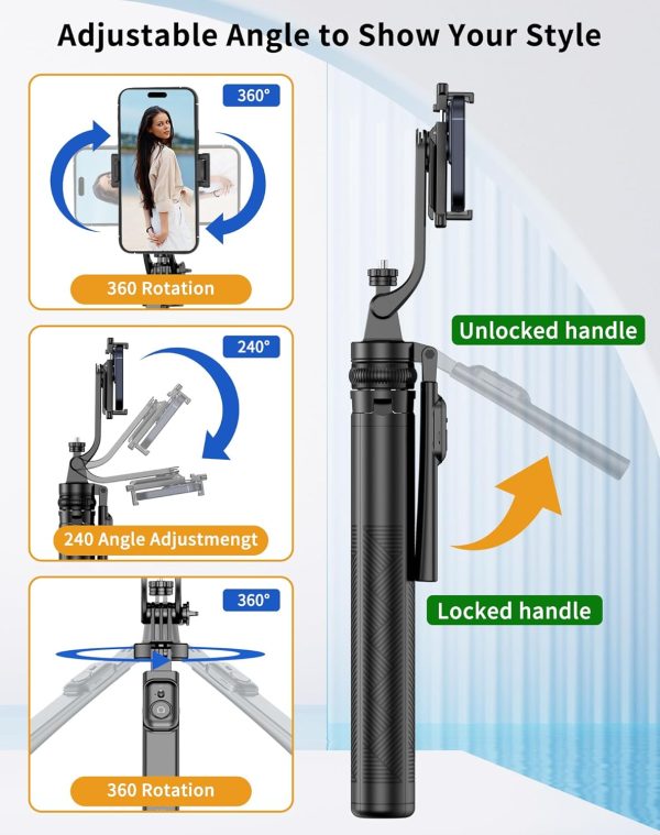 Phone Tripod & Selfie Stick, 71" Phone Stand,Cell Phone Tripod with - Image 5