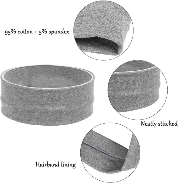Yoga Headbands for Women, Non Slip Elastic Sweat Hairbands, Solid Color - Image 3