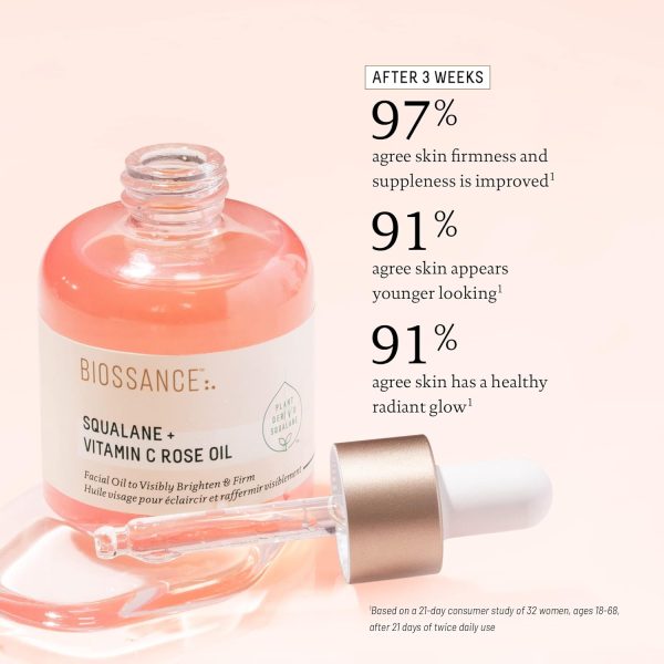 Biossance Squalane + Vitamin C Rose Oil, Advanced Facial Oil - Brightening, - Image 4