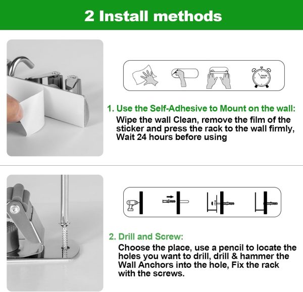 voze 5 Racks and 4 Hooks Mop and Broom Holder Wall Mount, Self Adhesive - Image 7