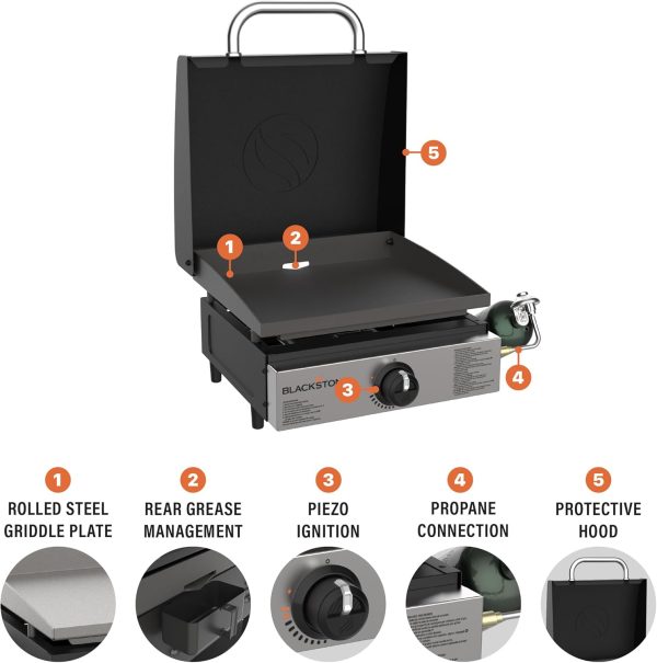 Blackstone 1814 Stainless Steel Propane Gas Portable, Flat Top Griddle - Image 2