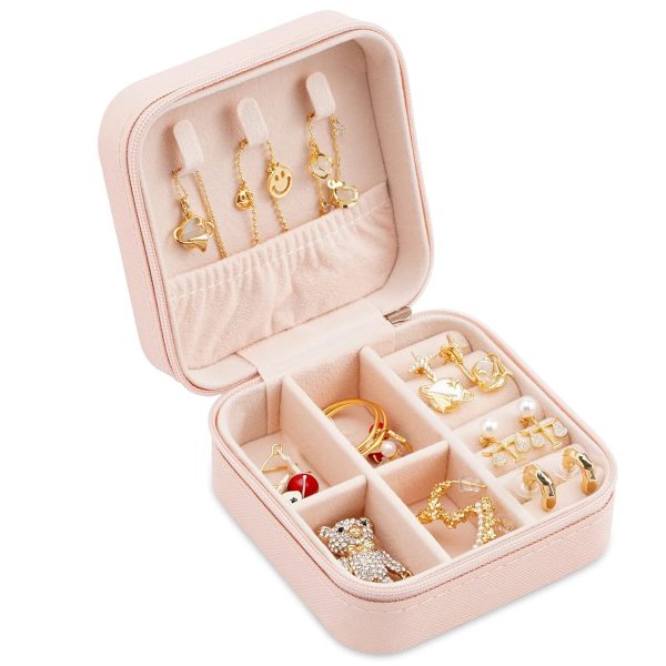 Portable Travel Mini Jewelry Box Leather Jewellery Ring Organizer Case - Image 7