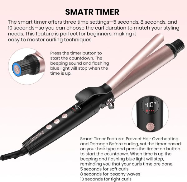 Smart Timer Hair Curler Iron 1.25inch Ceramic Coating Large Barrel Hair - Image 3