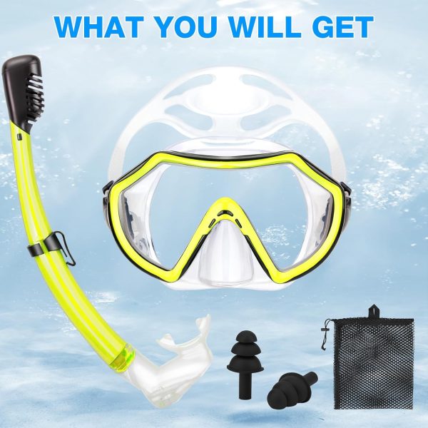 Snorkeling Gear for Adults, Dry Adult Snorkel Set HD Panoramic View Snorkel - Image 6