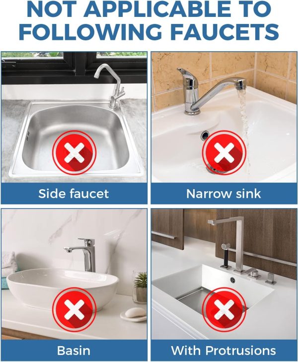 Kitchen Sink Splash Guard - Silicone Faucet Handle Drip Catcher Tray, Dish - Image 6