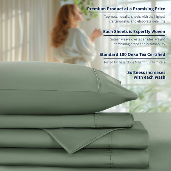 Shilucheng 100% Cotton Queen Size Sheets Set - 600 Thread Count，Luxury - Image 8