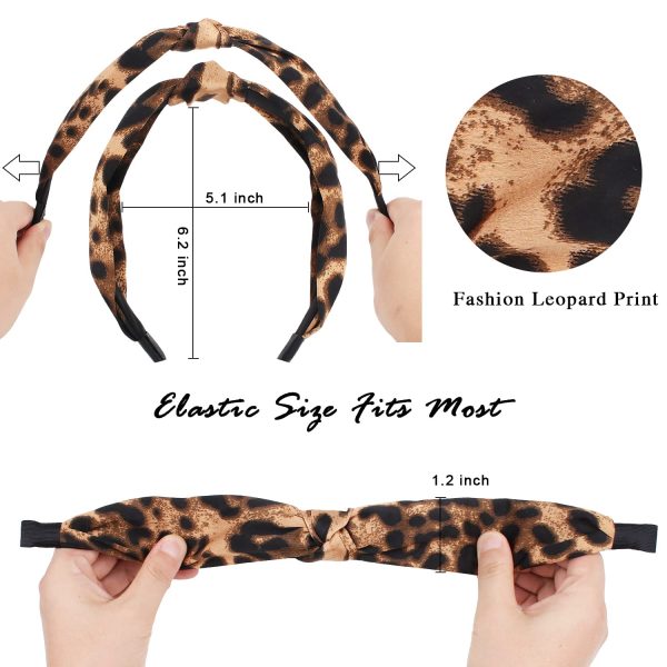 TOBATOBA Cute Fashion Leopard Print Headbands, 3Pcs Knotted Cheetah Print - Image 4