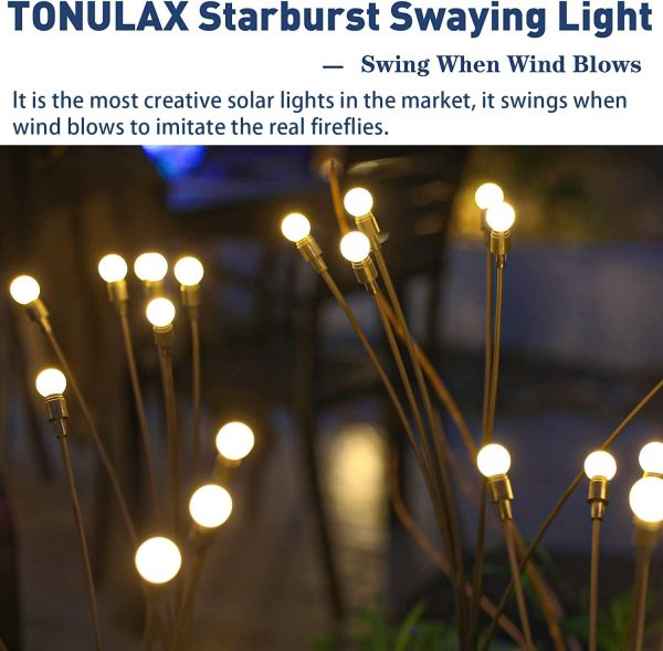 TONULAX Solar Garden Lights - New Upgraded Solar Swaying Light, Sway by - Image 6