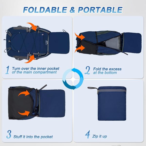 BKNOOU 40L Lightweight Hiking Backpack Packable Camping Backpack Waterproof - Image 7