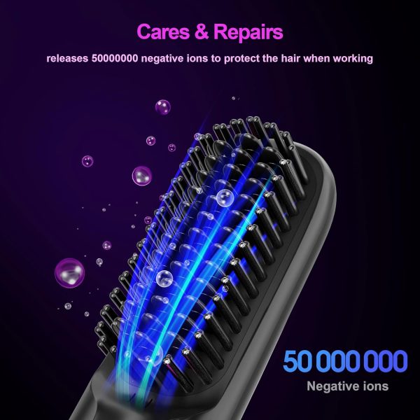 Cordless Hair Straightener Brush, Portable Straightening Brush for Women, - Image 3