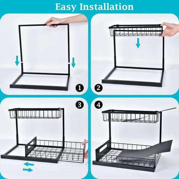REALINN Under Sink Organizer, Pull Out Cabinet Organizer 2 Tier Slide Out - Image 7