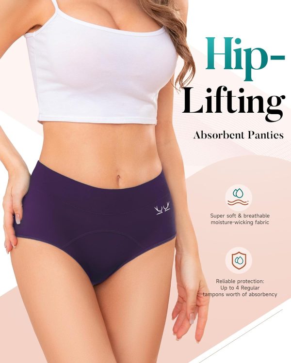 Women's Period Underwear Heavy Flow, High Absorbency Cotton Panties - Image 2