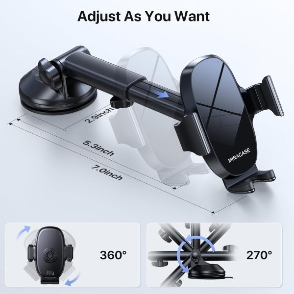Miracase 3-in-1 Car Phone Holder Mount, Universal Cell Phone Holders for - Image 4