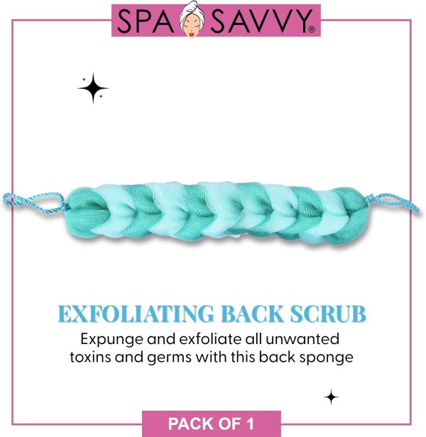 Bath Loofah Body Scrubber with Rope Handles, Long Stretch Shower Back - Image 2