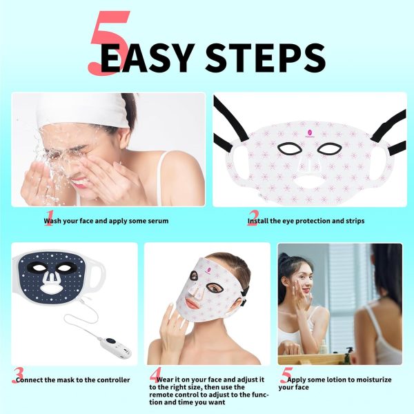 Red Light Therapy Face Mask, 660nm Red & 850nm Near Infrared, Rejuvenating, - Image 5