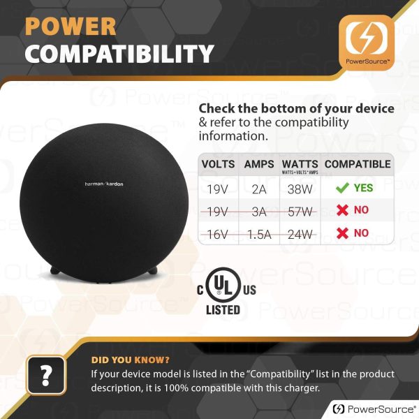 PowerSource 19V UL Listed 14Ft Extra Long AC Adapter Charger for Harman - Image 3