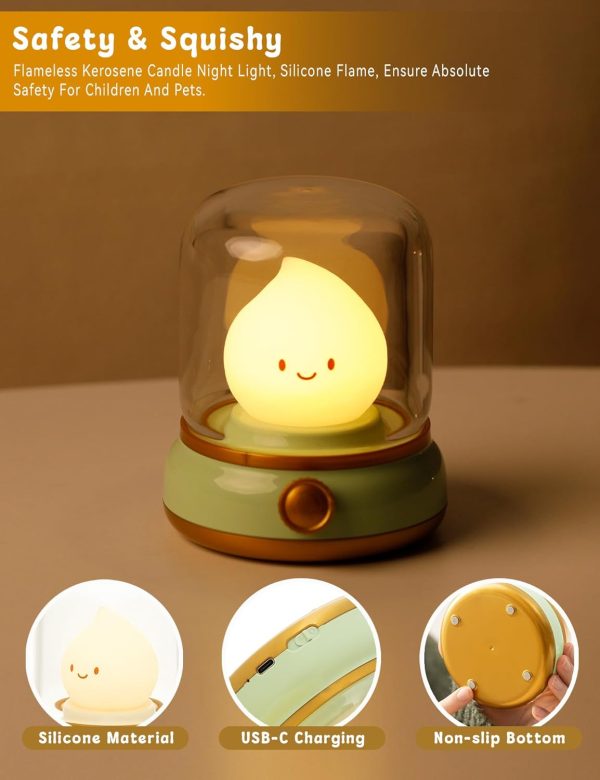 Cute Chibi Flame Lamp,Cozy Lights Mimics Flickering Flame Effect Amber - Image 5
