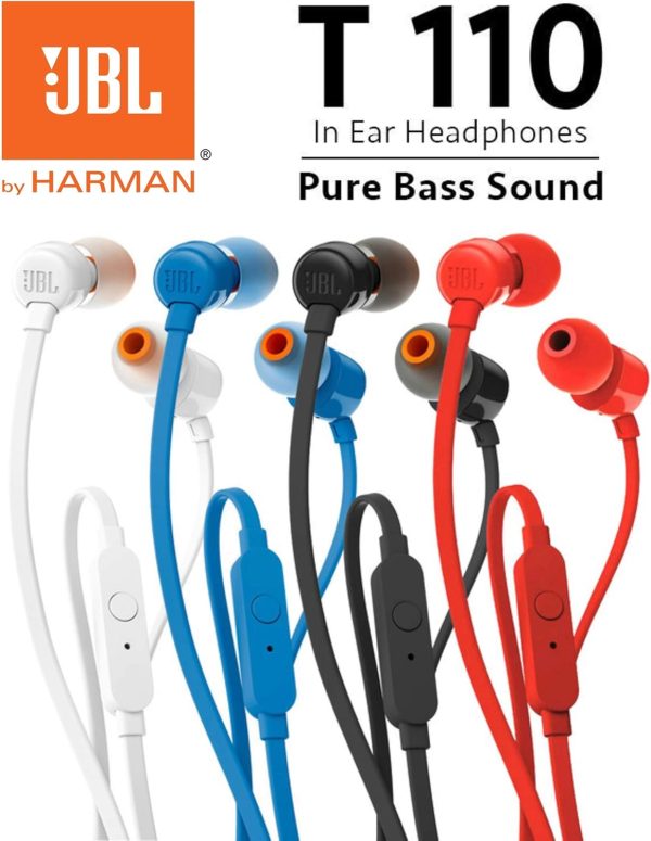 JBL T110 Pure Bass In-Ear Headphones - Blue - Image 2
