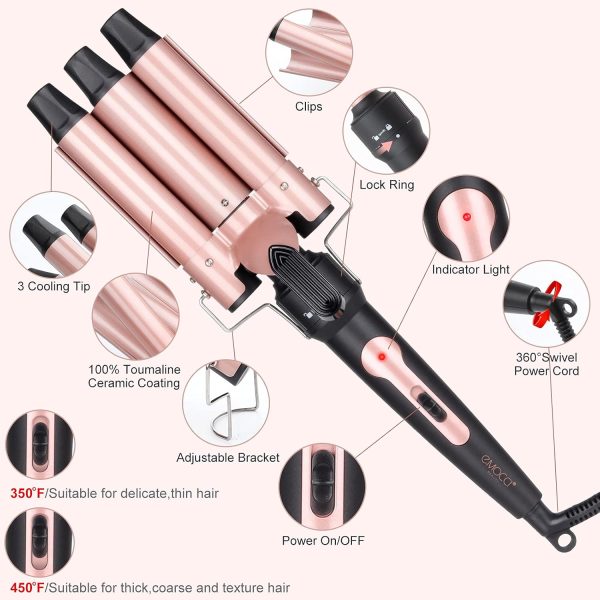 3 Barrel Curling Iron Hair Curler Beach Waves Hair Crimper Tool 5 in 1 - Image 4