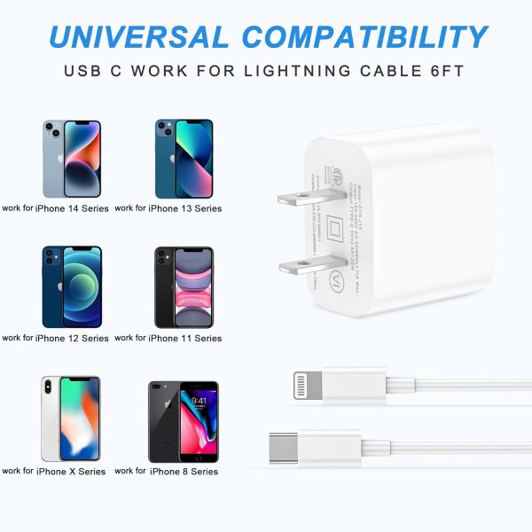 for iPhone Charger Fast Charging, 3Pack USB-C Wall Charger Block with 6FT - Image 5