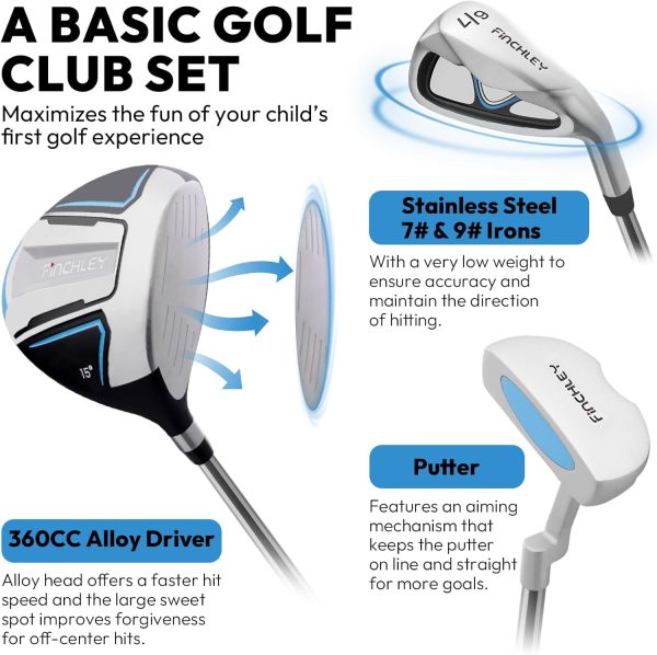 FINCHLEY Kids Golf Clubs Set for Boys & Girls Aged 4-7, Includes Driver, 7# - Image 4