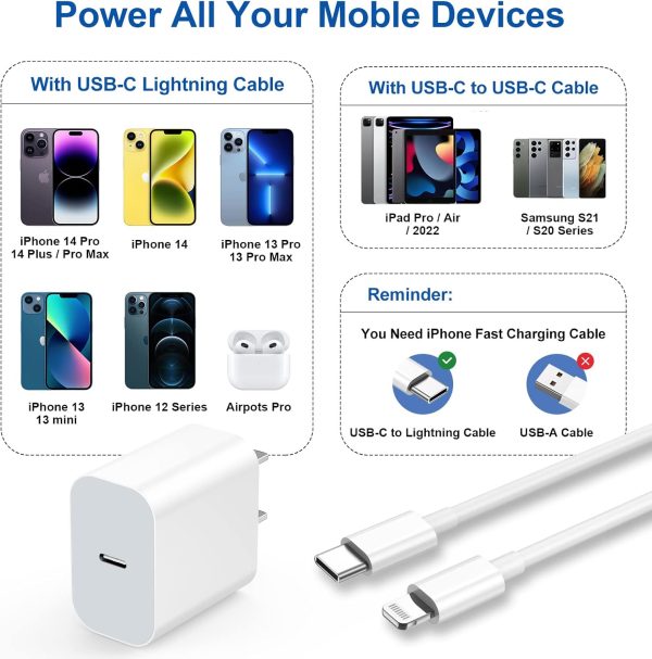 RPQ iPhone Fast Charger 2- Pack USB C Power Adapter with 10ft Long C to - Image 5