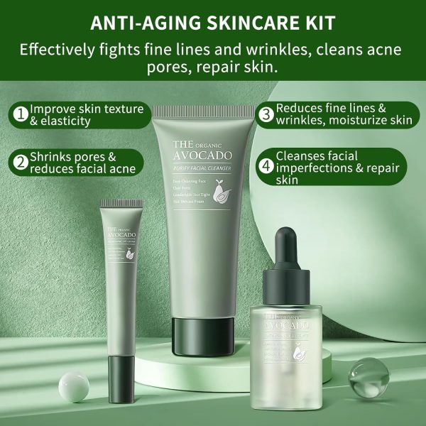 Avocado Skin Care Set, Skincare Gifts Kits For Hydrating Skin, Anti Aging - Image 2