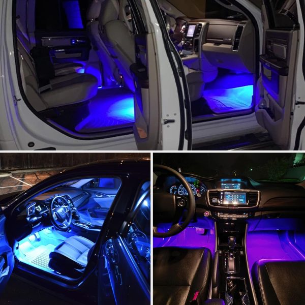 Nilight 4PCS USB Interior Car Lights 48 LEDs RGB LED Strips Lights with App - Image 8