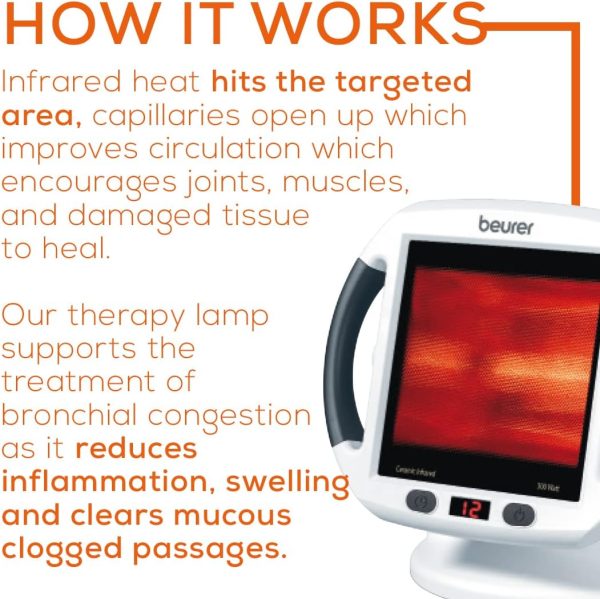 Beurer IL50 Infrared Heat Lamp Heated Red Light Therapy Lamp for Body, - Image 5