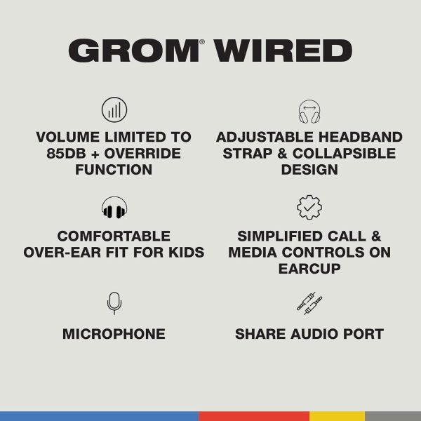 Skullcandy Grom Over-Ear Wired Headphones for Kids, Volume-Limiting, Share - Image 4