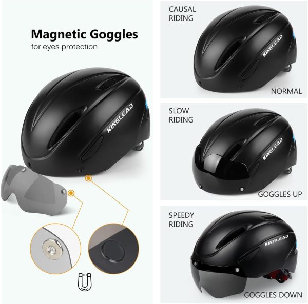 Bike Helmet for Adults Bicycle Helmet with Detachable Magnetic Googles & - Image 2