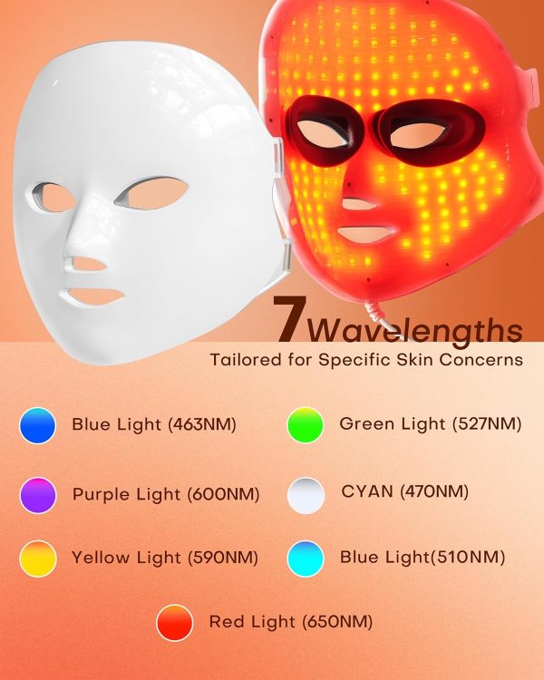 NEWKEY Red Light Therapy Mask for Face,7 Colors LED Face Mask Light Therapy - Image 6