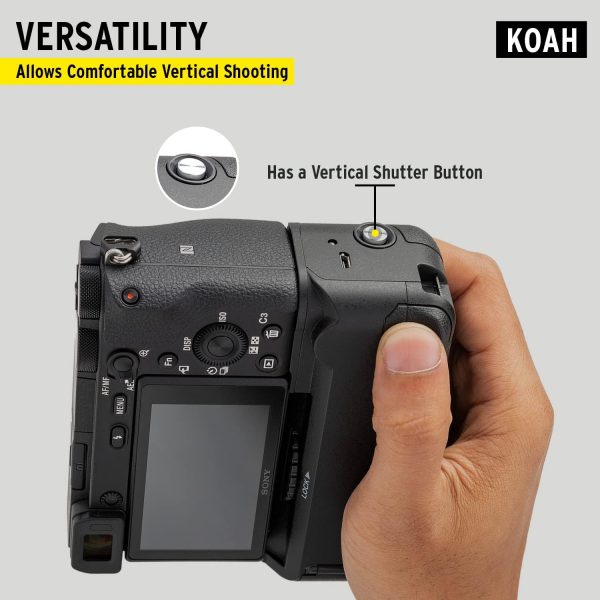 KOAH Battery Grip for Sony A6500 SLR Digital Camera for Extended Power and - Image 4