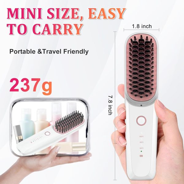 Cordless Hair Straightener Brush, Portable Straightening Brush for Travel, - Image 6