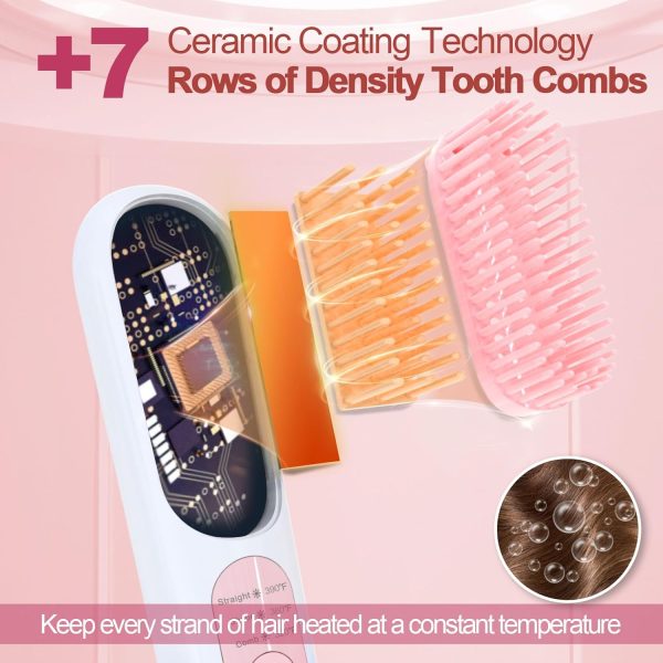 Cordless Hair Straightener Brush, Portable Negative Ion Straightening Comb - Image 5