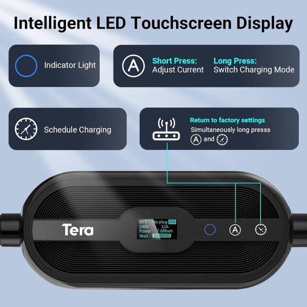 Tera EV Charger Level 2 J1772: 32A 16A 240V ETL Certified Dual Use Portable - Image 5