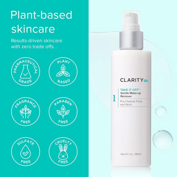 ClarityRx Take It Off Gentle Face & Eye Makeup Remover, Natural Plant-Based - Image 5