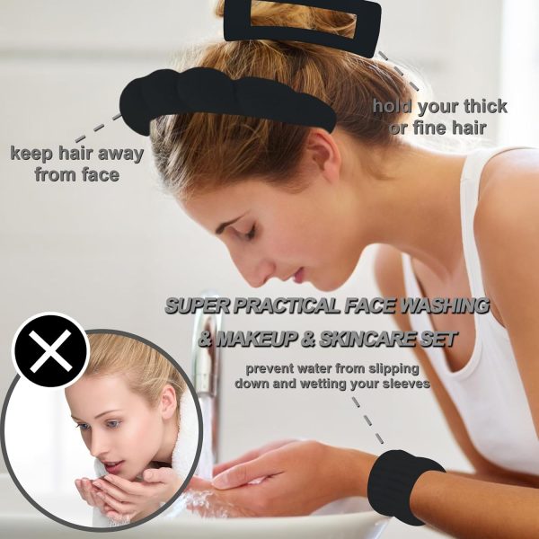 Canitor Sponge Spa Headbands Wristband Set with Hair Clips Skincare - Image 2