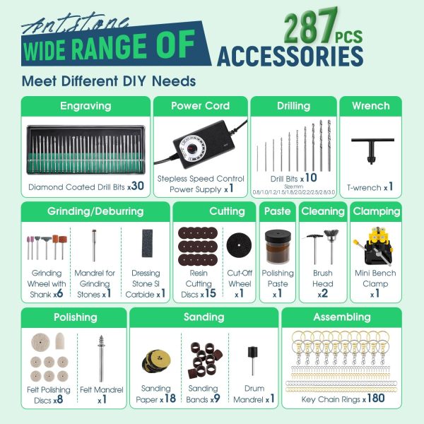 Electric Resin Polishing Kit Resin Drill with 287 Accessories Variable - Image 2