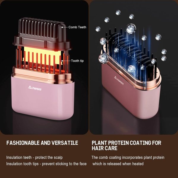 Mini Cordless Hair Straightener Brush, Portable Flat Iron Hair Straightener - Image 6