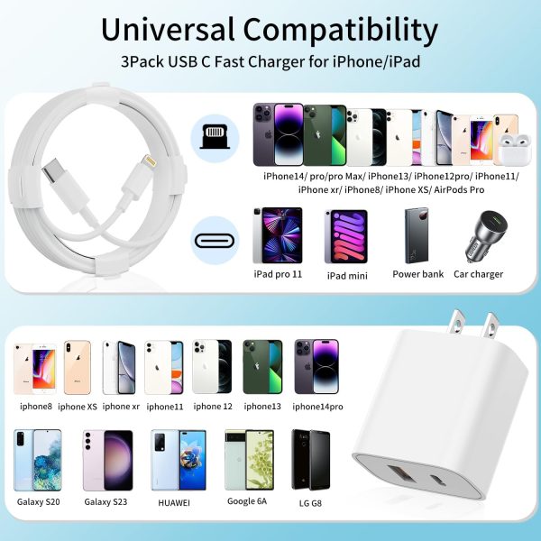 iPhone Fast Charger [MFi Certified], 3 Pack 20W Dual Port QC + PD 3.0 Power - Image 6