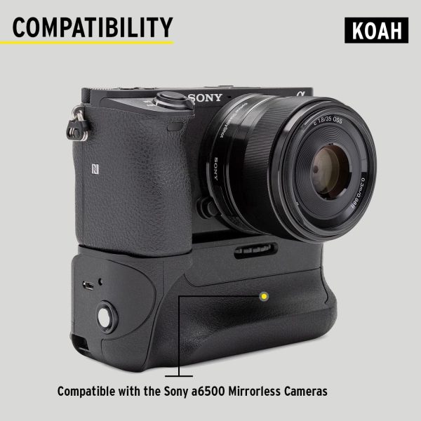 KOAH Battery Grip for Sony A6500 SLR Digital Camera for Extended Power and - Image 3