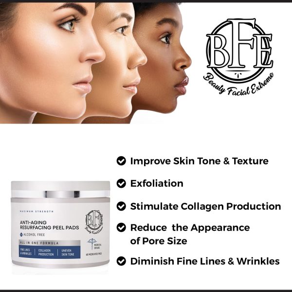 Anti Aging Resurfacing Exfoliating Peel Pads Treatment- Contains Lactic, - Image 2