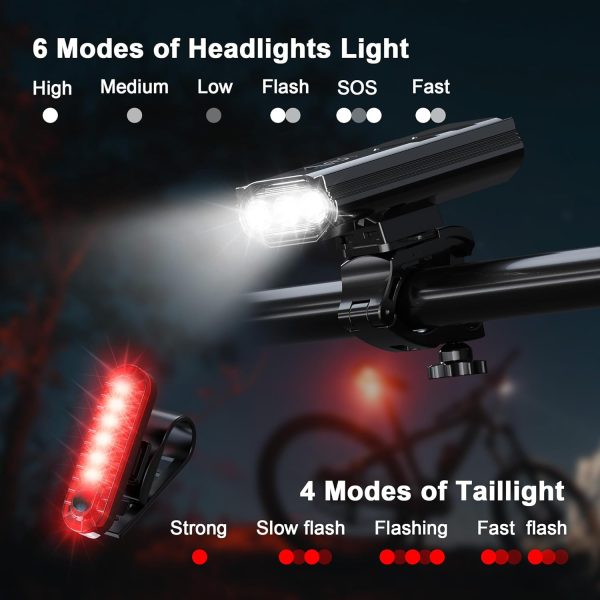 Bike Lights,OLDBER 9000 Lumens Bike Headlight with Dual Taillights–USB - Image 2