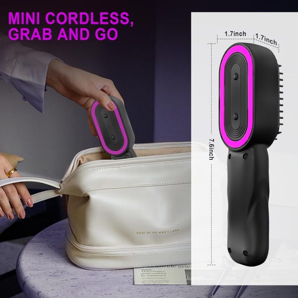 Cordless Hair Straightener Brush, Portable Negative Ion Hot Comb Hair - Image 7