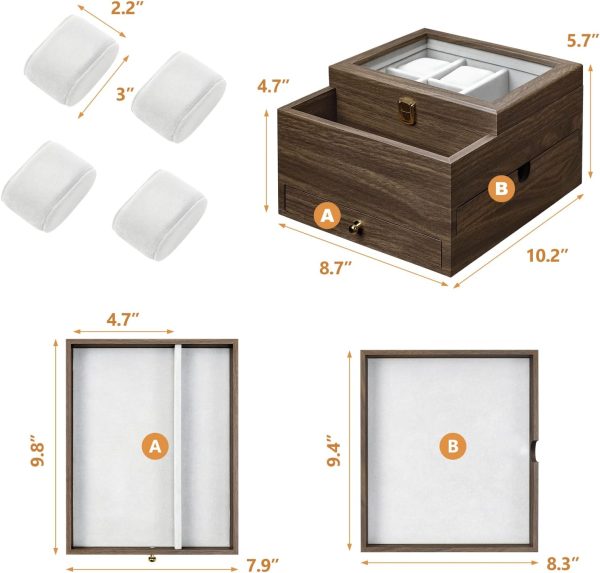 Homde Watch Box for Men Jewelry Organizer with Real Glass Watch Case for - Image 5